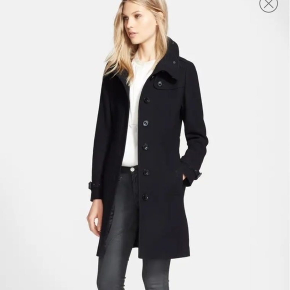 Burberry Rushfield Wool Blend Stand Collar Coat
